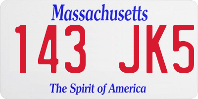 MA license plate 143JK5