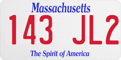 MA license plate 143JL2