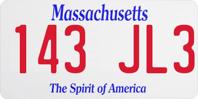 MA license plate 143JL3