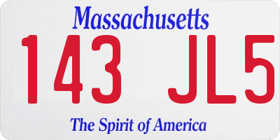 MA license plate 143JL5