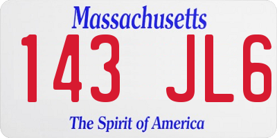 MA license plate 143JL6