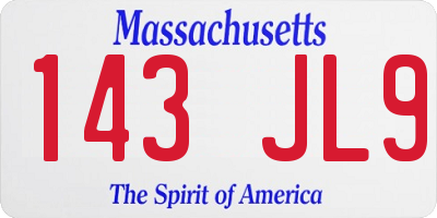 MA license plate 143JL9