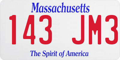 MA license plate 143JM3