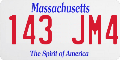 MA license plate 143JM4