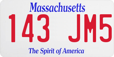 MA license plate 143JM5