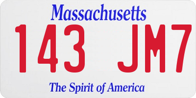 MA license plate 143JM7