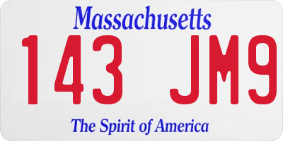 MA license plate 143JM9
