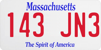 MA license plate 143JN3