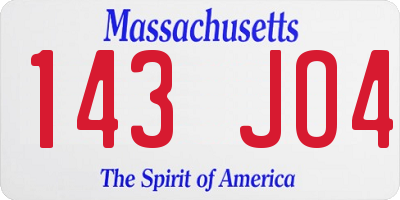 MA license plate 143JO4