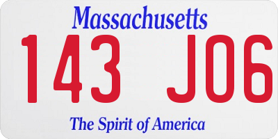 MA license plate 143JO6