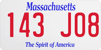 MA license plate 143JO8