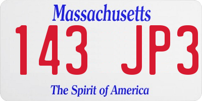MA license plate 143JP3