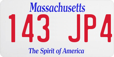 MA license plate 143JP4