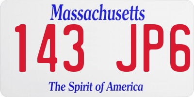 MA license plate 143JP6