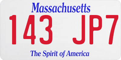 MA license plate 143JP7