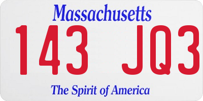 MA license plate 143JQ3