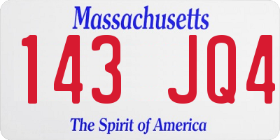 MA license plate 143JQ4