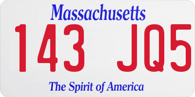 MA license plate 143JQ5