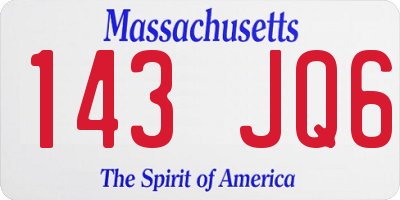 MA license plate 143JQ6