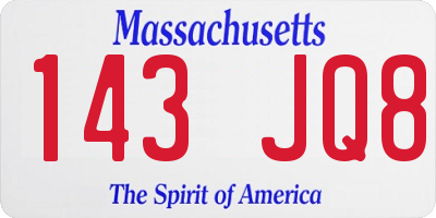 MA license plate 143JQ8