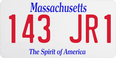 MA license plate 143JR1