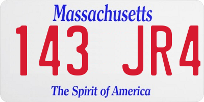 MA license plate 143JR4