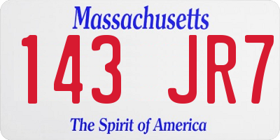 MA license plate 143JR7