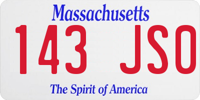 MA license plate 143JS0