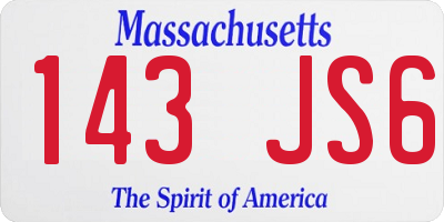 MA license plate 143JS6