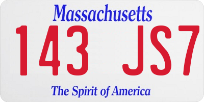 MA license plate 143JS7