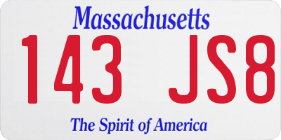 MA license plate 143JS8