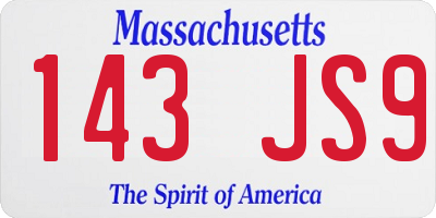 MA license plate 143JS9