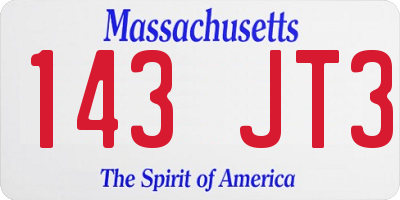 MA license plate 143JT3
