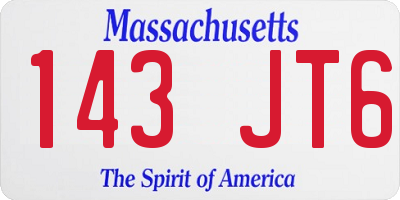 MA license plate 143JT6