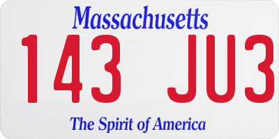 MA license plate 143JU3