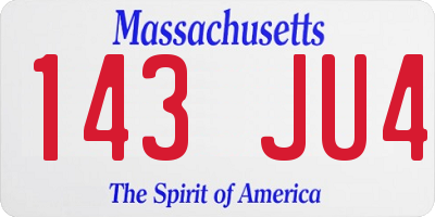 MA license plate 143JU4