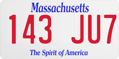 MA license plate 143JU7