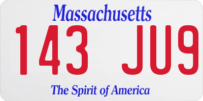 MA license plate 143JU9