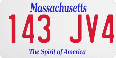 MA license plate 143JV4