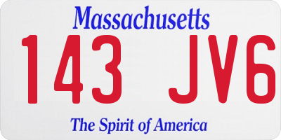 MA license plate 143JV6