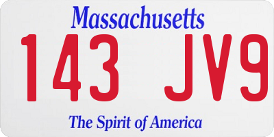 MA license plate 143JV9
