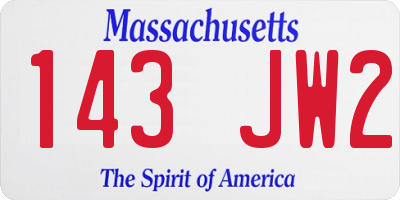 MA license plate 143JW2