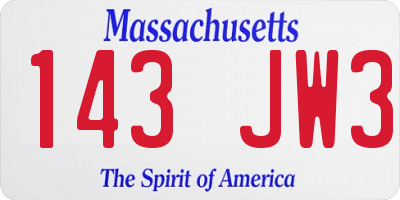 MA license plate 143JW3