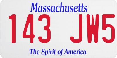 MA license plate 143JW5