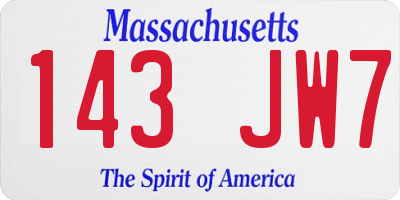 MA license plate 143JW7