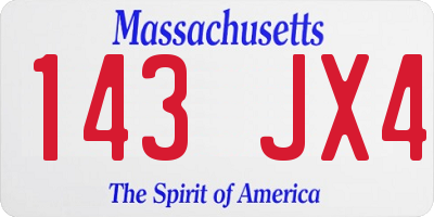 MA license plate 143JX4