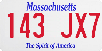 MA license plate 143JX7