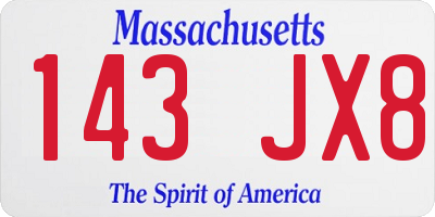 MA license plate 143JX8