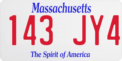 MA license plate 143JY4