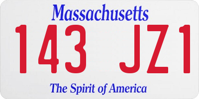 MA license plate 143JZ1